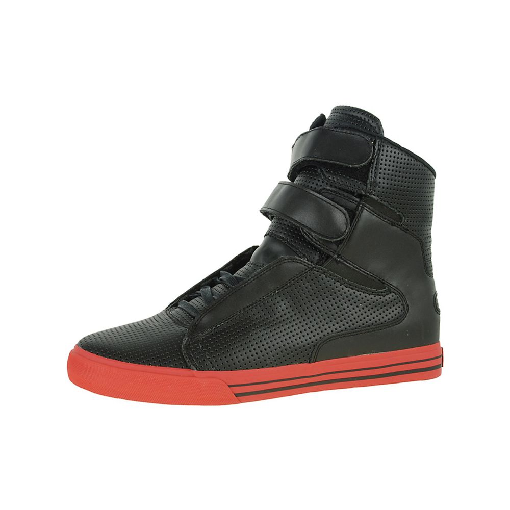 Baskets Montantes Supra TK Society Noir Black Perf Leather Homme | MTE-75903623